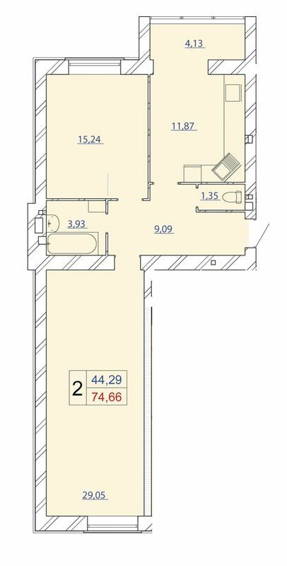 2-комнатная 74.66 м² в ЖК Avila Gold от 17 000 грн/м², Хмельницкий