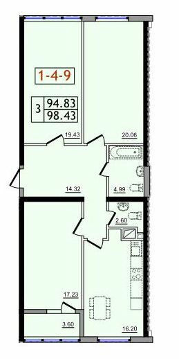 3-комнатная 98.43 м² в ЖК Сорок седьмая жемчужина от 18 450 грн/м², с. Крыжановка