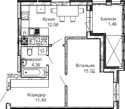 1-комнатная 44.32 м² в ЖК Імперіал от застройщика, г. Трускавец