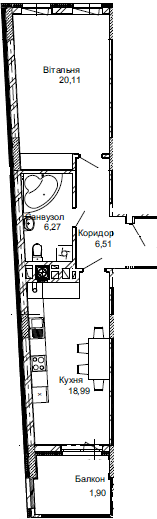 1-комнатная 53.32 м² в ЖК Імперіал от застройщика, г. Трускавец