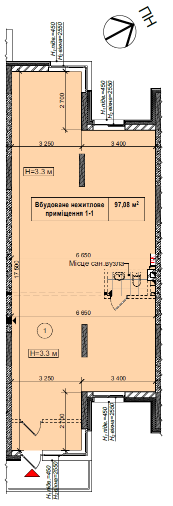 Помещение свободного назначения 97.08 м² в ЖК CITY HUB от застройщика, Киев