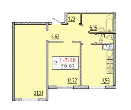 2-комнатная 59.93 м² в ЖК Пятьдесят седьмая Жемчужина от 24 150 грн/м², Одесса