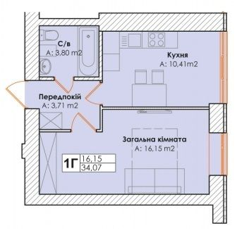 1-комнатная 34.07 м² в ЖК Life от 20 000 грн/м², пгт Гостомель