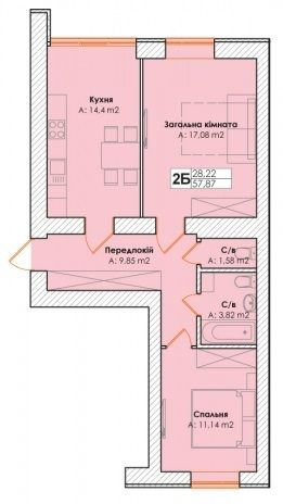 2-комнатная 57.87 м² в ЖК Life от 18 000 грн/м², пгт Гостомель