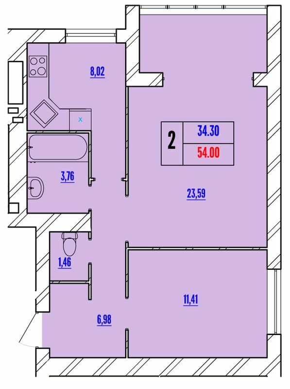 2-комнатная 54 м² в ЖК Avila Line от 17 000 грн/м², Хмельницкий