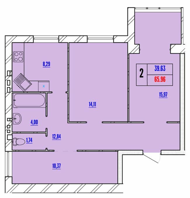 2-комнатная 65.96 м² в ЖК Avila Line от 17 000 грн/м², Хмельницкий