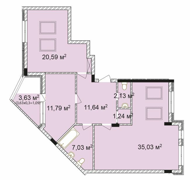 2-комнатная 90.54 м² в ЖК Лавандовый от 21 379 грн/м², г. Бровары