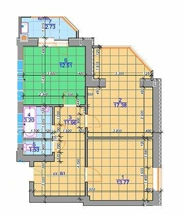 2-комнатная 63.08 м² в ЖК Одесский квартал от 27 750 грн/м², с. Крюковщина
