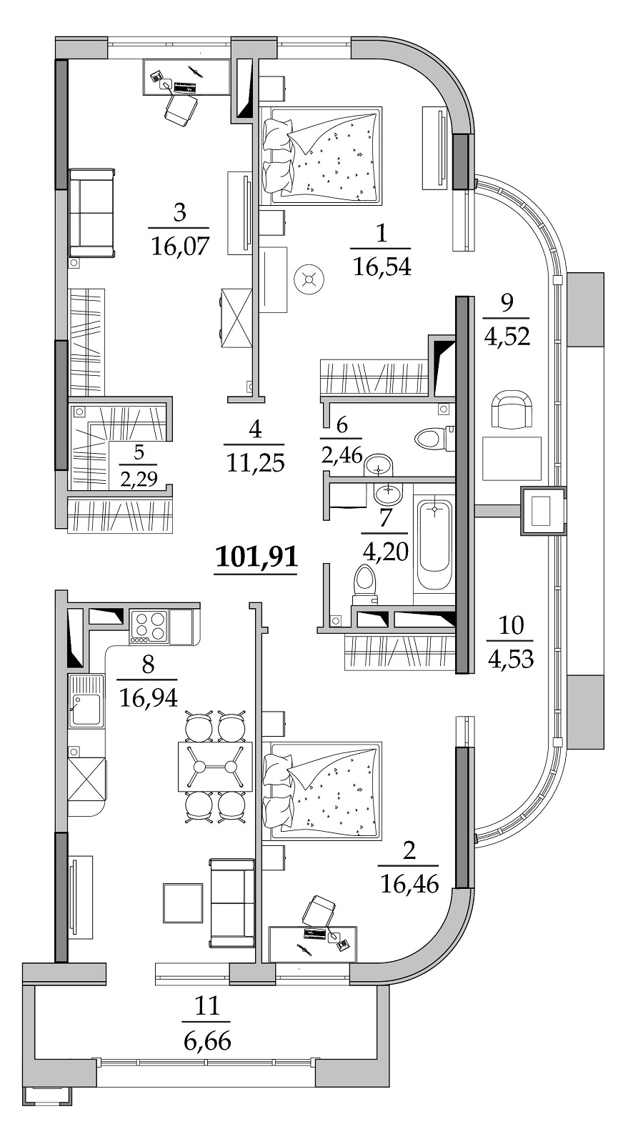 3-комнатная 108.6 м² в Мкрн Таировские сады от 20 150 грн/м², с. Лиманка