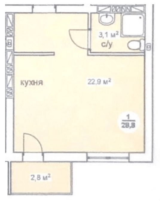 1-комнатная 28.8 м² в ЖК Новая Дания от 22 500 грн/м², с. Софиевская Борщаговка