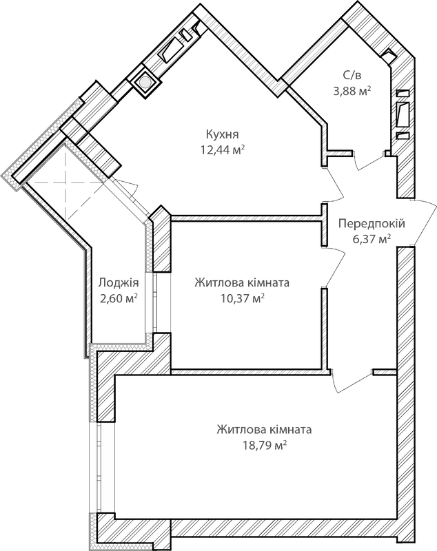 2-комнатная 54.4 м² в ЖК Синергия Сити от 17 200 грн/м², г. Ирпень