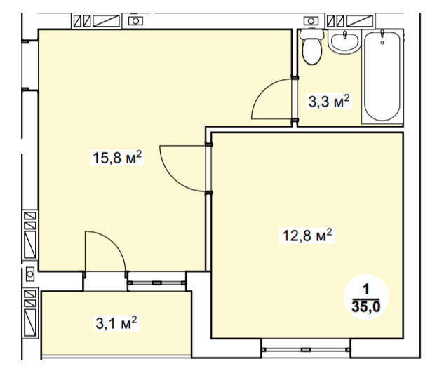 1-комнатная 35 м² в ЖК Новая Дания от 20 600 грн/м², с. Софиевская Борщаговка