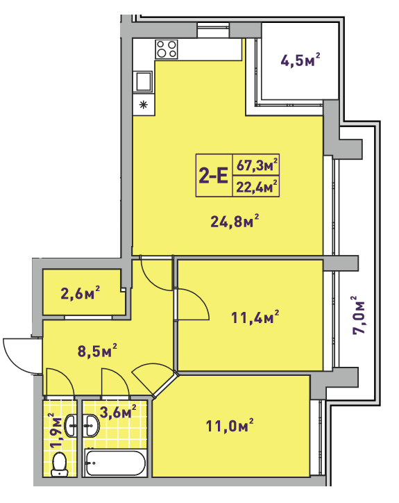 2-комнатная 67.3 м² в ЖК Центральный-2 от 22 250 грн/м², г. Ирпень