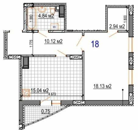 1-комнатная 51.82 м² в ЖК Вернисаж от 12 500 грн/м², Житомир