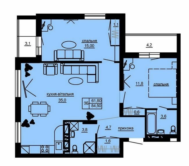 3-комнатная 84.5 м² в ЖМ Beverly Hills от 12 500 грн/м², Тернополь