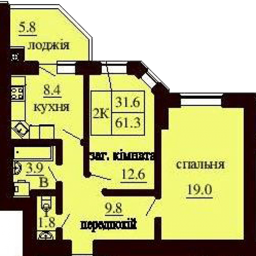 2-комнатная 61.3 м² в ЖК София Сити от 26 000 грн/м², с. Софиевская Борщаговка
