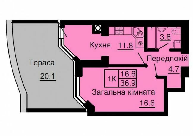 1-комнатная 36.9 м² в ЖК София Сити от 33 000 грн/м², с. Софиевская Борщаговка