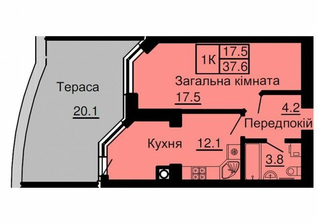 1-комнатная 37.6 м² в ЖК София Сити от 33 000 грн/м², с. Софиевская Борщаговка