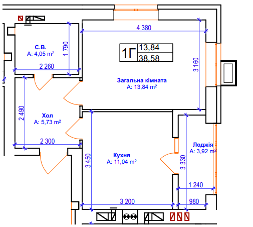 1-комнатная 38.58 м² в ЖК Бургундия от 24 650 грн/м², г. Ирпень