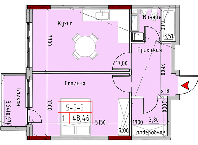 1-комнатная 48.46 м² в ЖК MARINIST residence от 30 400 грн/м², Одесса