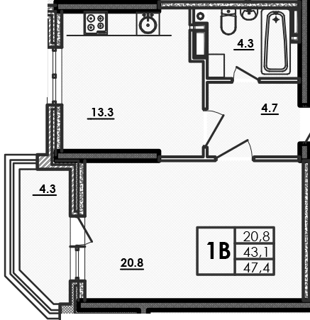 1-комнатная 47.4 м² в ЖК Волна от 22 150 грн/м², Одесса
