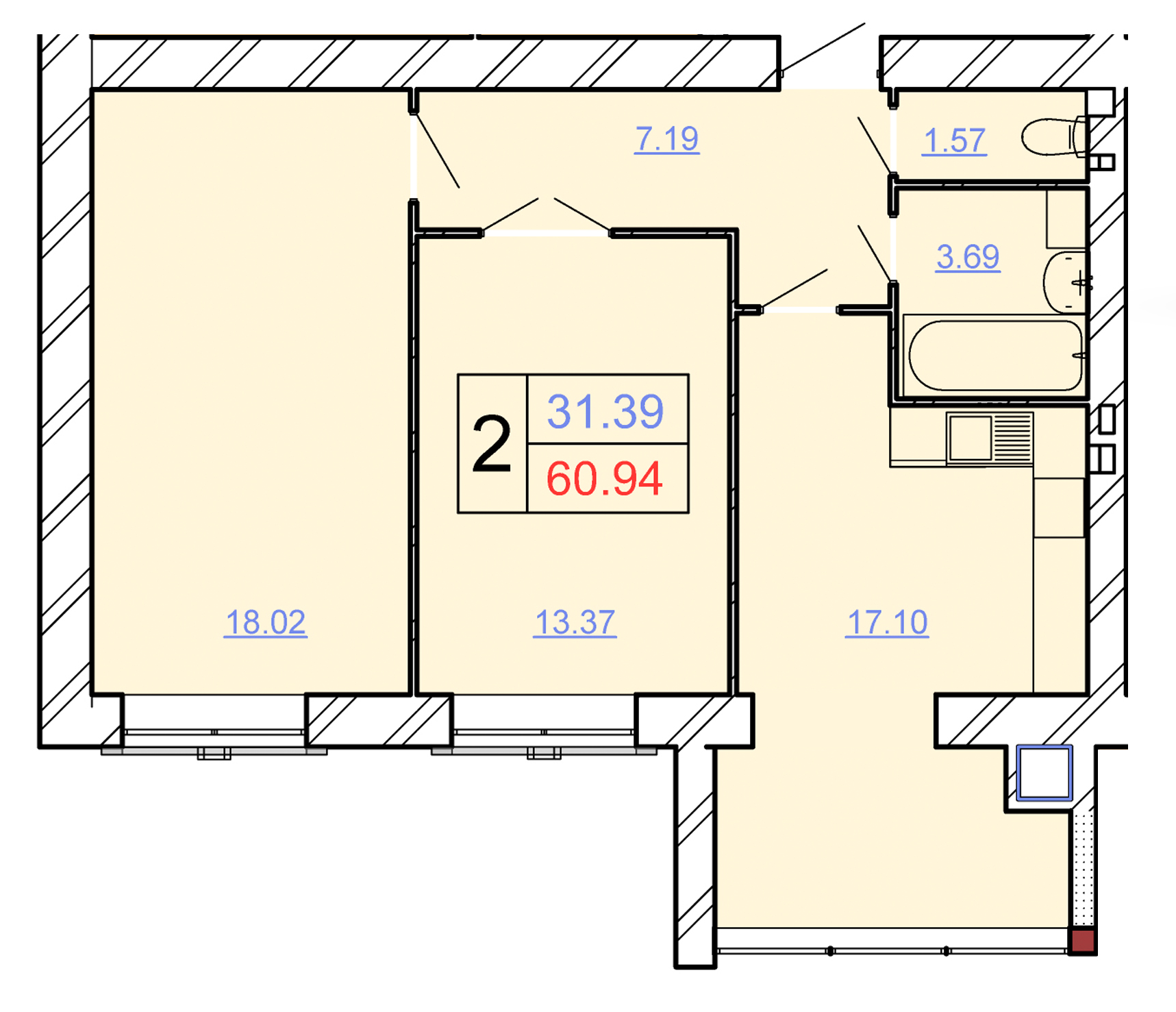 2-комнатная 60.94 м² в ЖК Avila Lux II от 22 000 грн/м², Хмельницкий