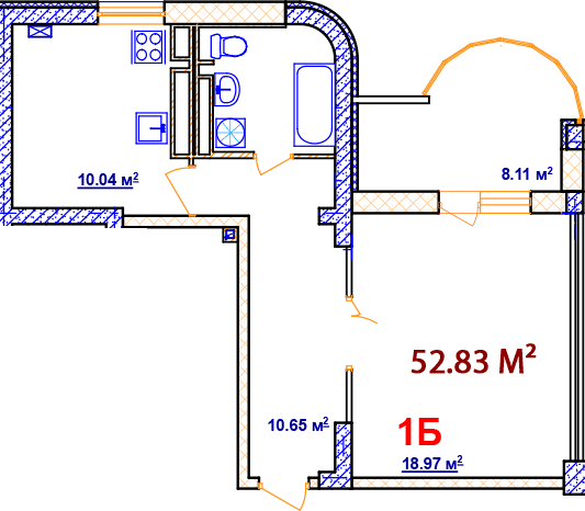 1-комнатная 52.83 м² в ЖК Комфорт от 14 000 грн/м², Винница