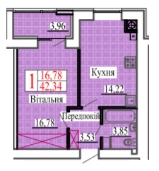 1-комнатная 42.34 м² в ЖК Барселона от 15 700 грн/м², г. Ковель
