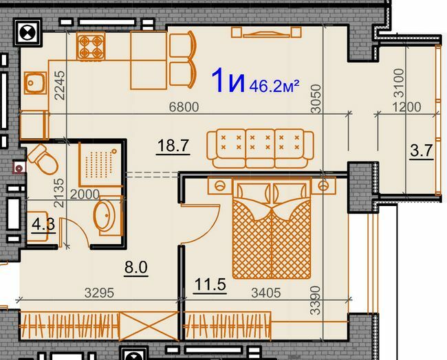 1-комнатная 46.2 м² в ЖК Курортный от 26 268 грн/м², Николаев