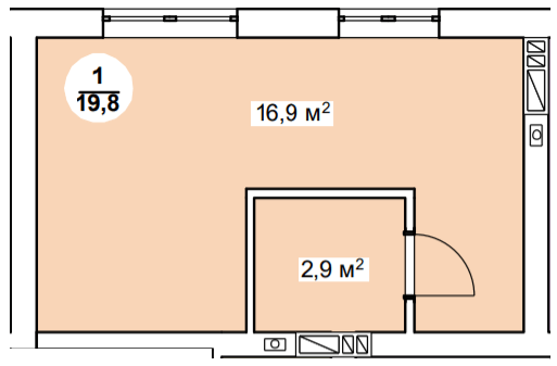 1-комнатная 19.8 м² в ЖК Новая Дания от 20 600 грн/м², с. Софиевская Борщаговка