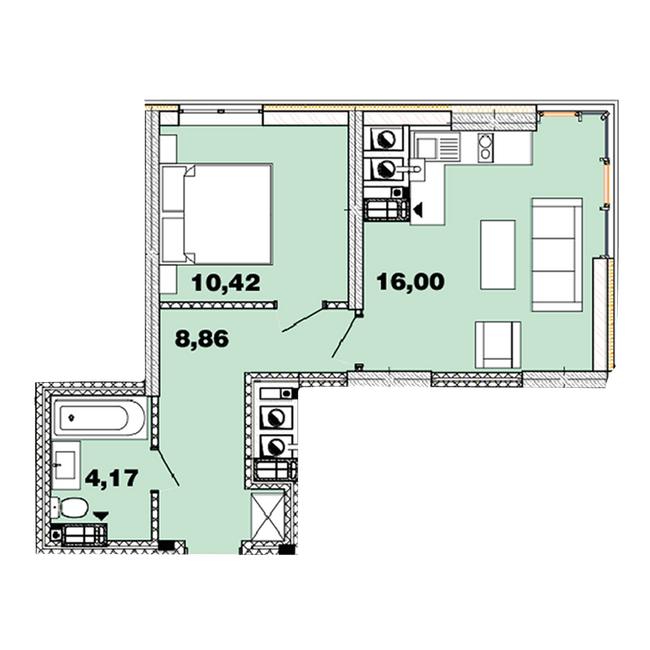 1-комнатная 39.44 м² в ЖК Crystal Avenue от 33 500 грн/м², с. Петропавловская Борщаговка