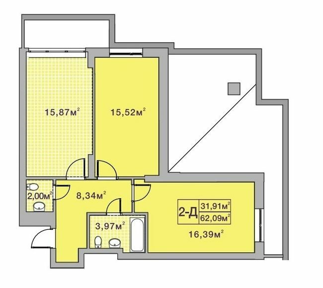 2-комнатная 62.09 м² в ЖК Центральный-2 от 24 400 грн/м², г. Ирпень