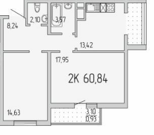 2-комнатная 60.84 м² в ЖК Пятьдесят седьмая Жемчужина от 24 150 грн/м², Одесса