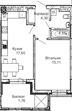 1-комнатная 43.32 м² в ЖК Імперіал от застройщика, г. Трускавец
