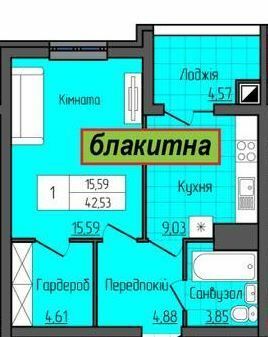 1-комнатная 42.53 м² в ЖК Grand City Dombrovskyi от 21 700 грн/м², Житомир