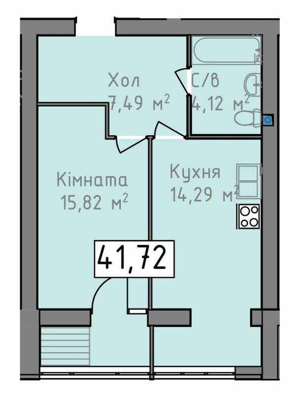 1-комнатная 41.72 м² в ЖК Status от 18 350 грн/м², Херсон