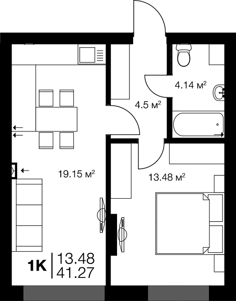 1-комнатная 41.27 м² в ЖК Irpin City от 23 200 грн/м², г. Ирпень