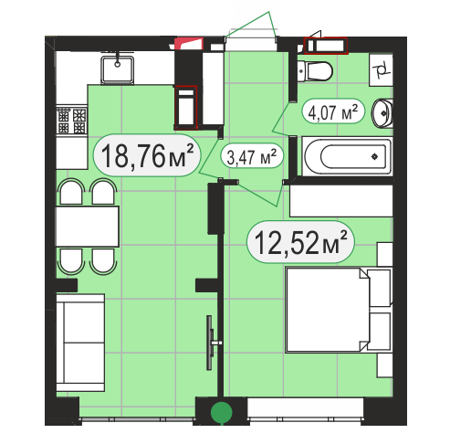 1-комнатная 38.73 м² в ЖК Мюнхаузен 2 от 31 000 грн/м², г. Ирпень