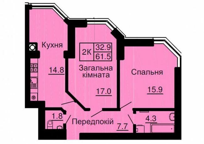 2-комнатная 61.5 м² в ЖК София Сити от 33 000 грн/м², с. Софиевская Борщаговка