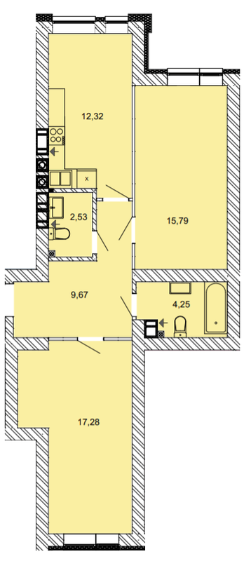2-комнатная 61.84 м² в ЖК Найкращий квартал от 27 400 грн/м², г. Ирпень