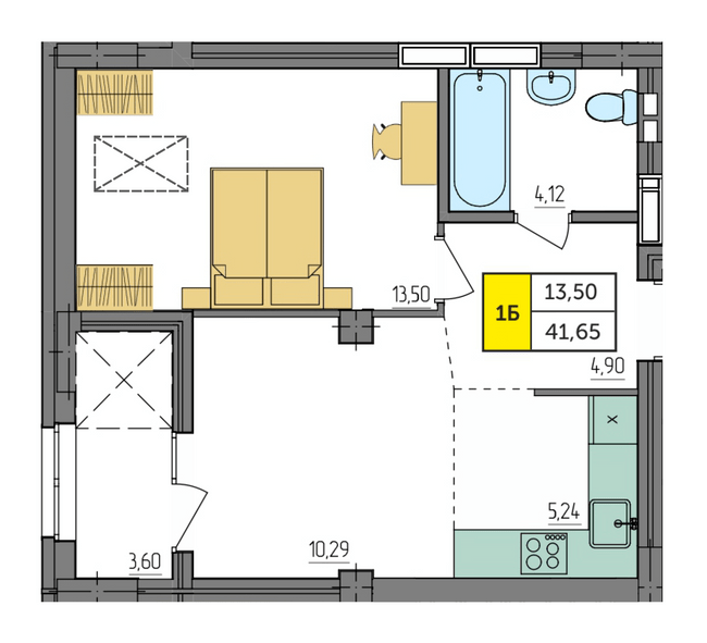1-комнатная 41.65 м² в ЖК Амстердам от 18 500 грн/м², с. Струмовка