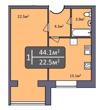 1-комнатная 44.1 м² в ЖК Северная Мечта от 16 400 грн/м², Николаев