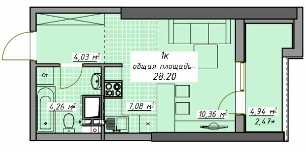 1-комнатная 28.2 м² в ЖК Атмосфера от 22 850 грн/м², Одесса