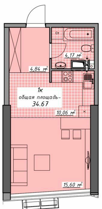 1-комнатная 34.67 м² в ЖК Атмосфера от 22 850 грн/м², Одесса