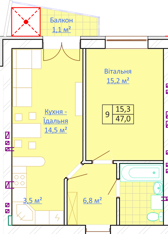 1-комнатная 47 м² в КД Довбуш от 24 000 грн/м², г. Трускавец