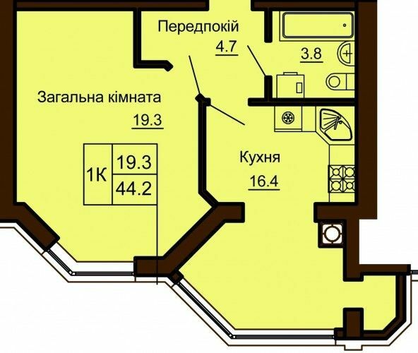 1-комнатная 44.2 м² в ЖК София Клубный от 26 000 грн/м², с. Софиевская Борщаговка