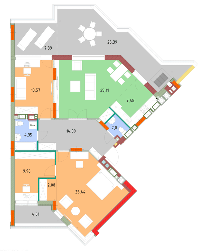 3-комнатная 114.53 м² в ЖК На Прорезной от 24 500 грн/м², пгт Гостомель