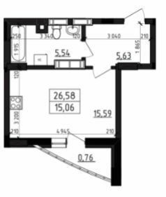 1-комнатная 26.58 м² в ЖК Вернисаж от 13 500 грн/м², Житомир