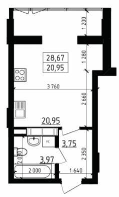 1-комнатная 28.67 м² в ЖК Вернисаж от 13 500 грн/м², Житомир