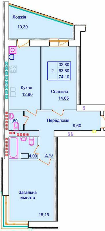 2-комнатная 74.1 м² в ЖК Европейский от 29 000 грн/м², Полтава